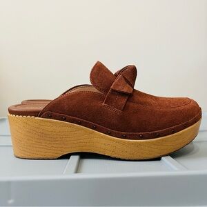 Cole Haan Women Cloudfeel All Day Bow Mule Clogs Sz 8.5 B Brown Rust Suede